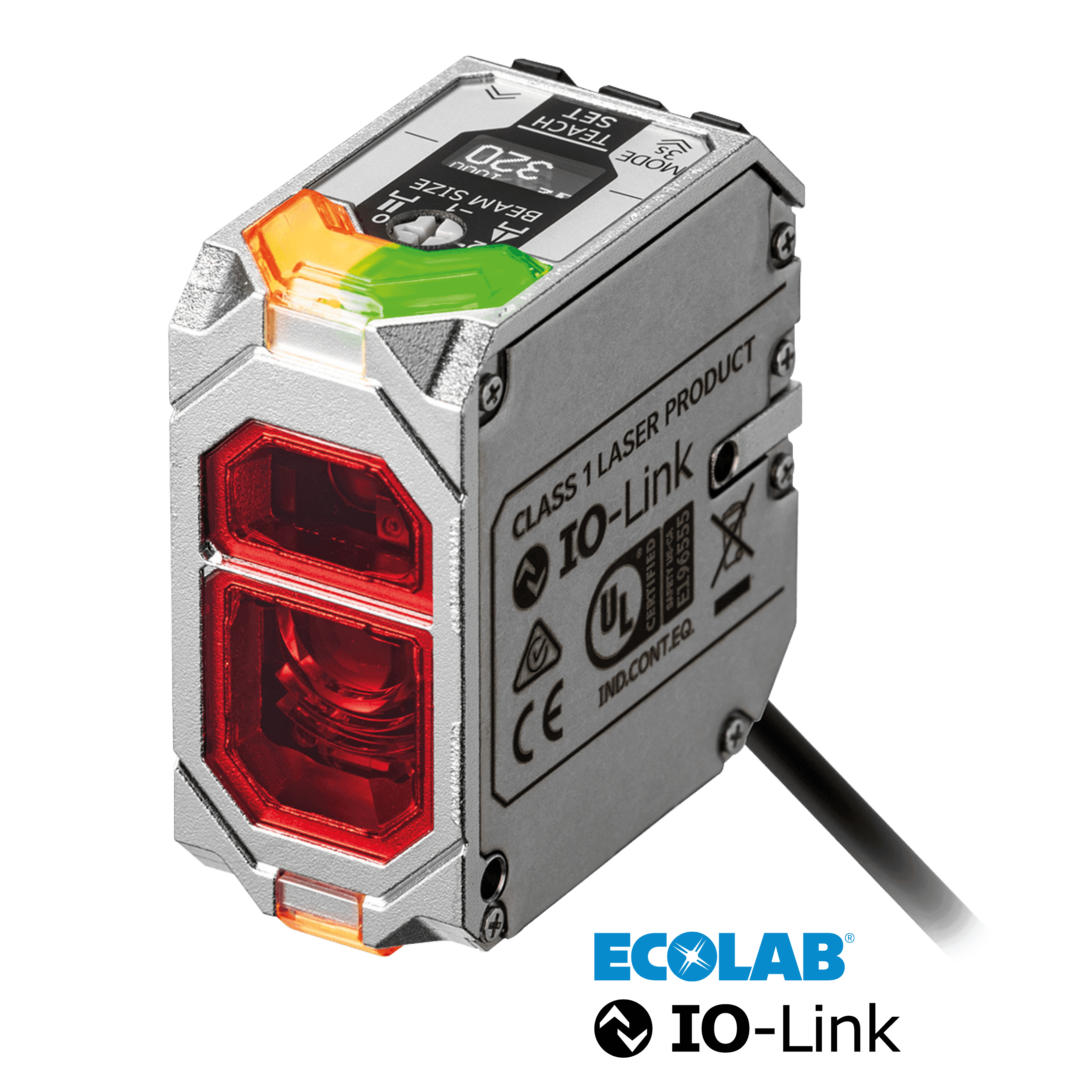 Omron E3AS-HF (time-of-flight laser, 0.05–6 m, Ecolab, IO-Link)